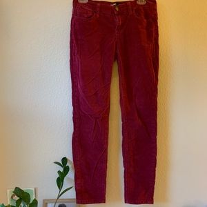 BDG Cigarette Mid-Rise Corduroy Pants - Burgundy